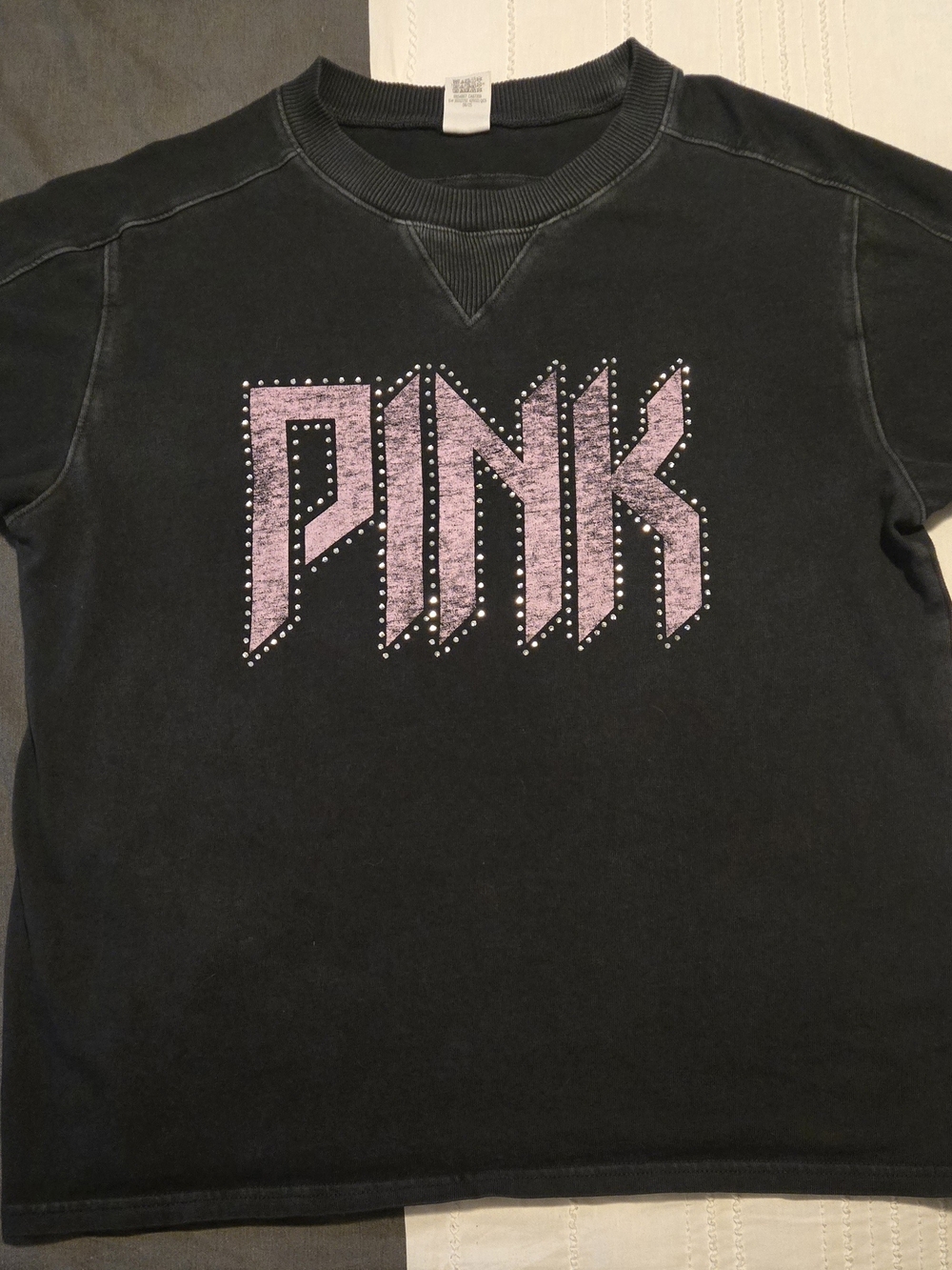 PINK Victoria's Secret Acid Black Sweatpants, Campus Tee & Hoodie with Pink Logo - Picture 8 of 10